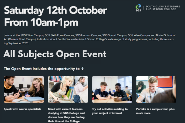 SGS South Gloucestershire and Stroud College - All Subjects Open Event