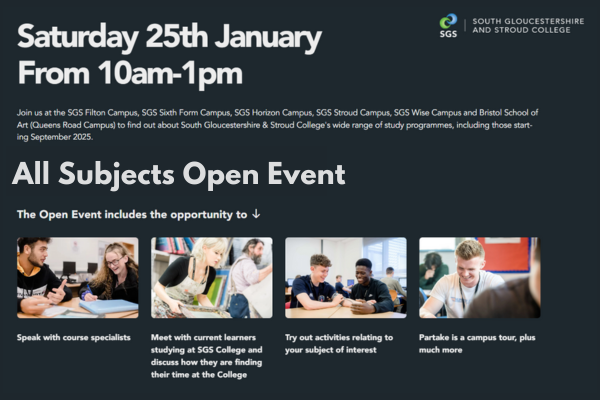 SGS South Gloucestershire and Stroud College - All Subjects Open Event